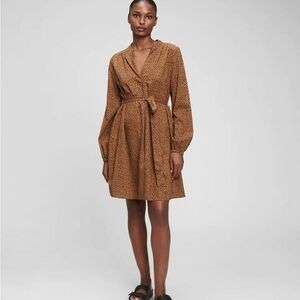 GAP Leopard Long-Sleeve Dress w/ tie belt